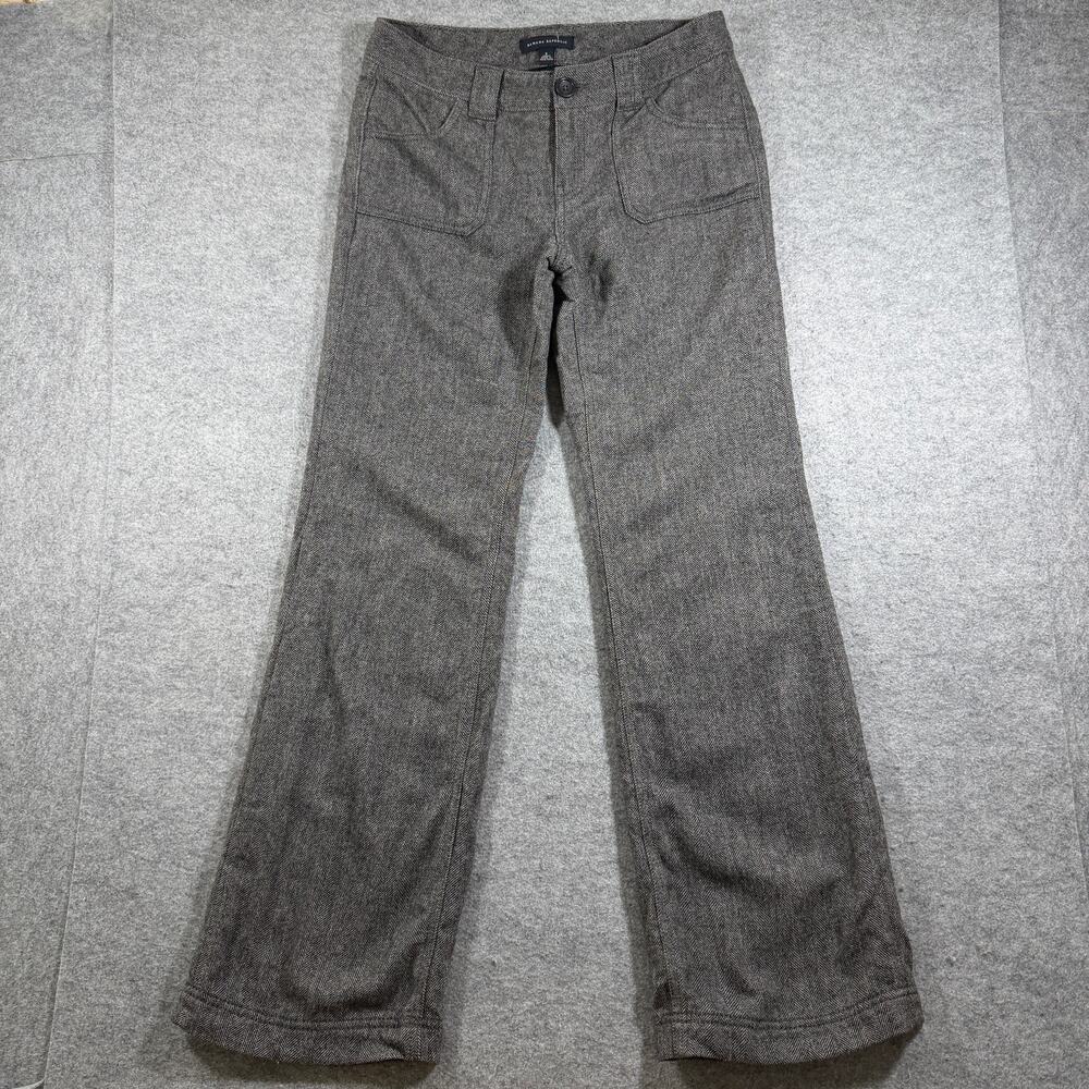 Banana Republic Tweed Pants Womens 2 Gray Herringbone Wool Trousers Preppy